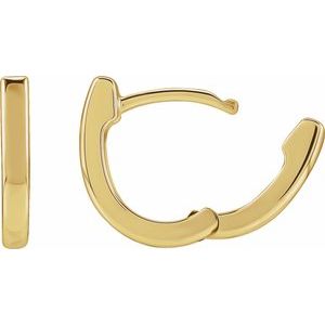 14K Yellow Gold Pair Hinged Hoop Earrings, Length: 14.5 Mm, Thickness: 2 Mm