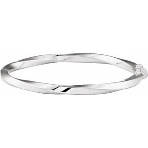 Sterling Silver 4 Mm 7 In Polished Twisted Hinged Bangle Bracelet