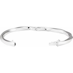 Sterling Silver 4 Mm 7 In Polished Twisted Hinged Bangle Bracelet