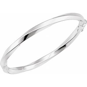 Sterling Silver 4 Mm 7 In Polished Twisted Hinged Bangle Bracelet