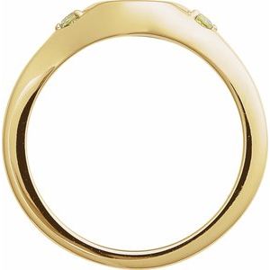 14K Yellow Gold Round 2 Mm Polished Natural Peridot Signet Ring Size 7