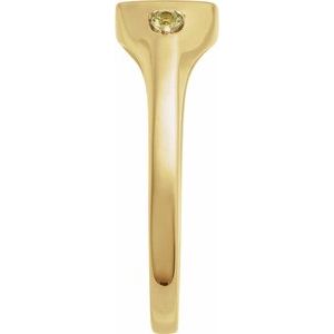 14K Yellow Gold Round 2 Mm Polished Natural Peridot Signet Ring Size 7