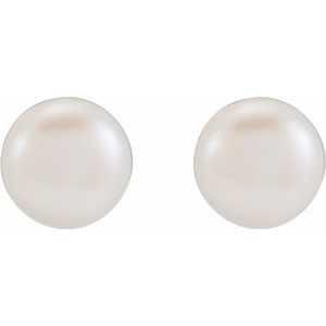 14K Yellow Gold Pearl Shape 3.5-4 Mm Freshwater Cultured White Pearl Earrings