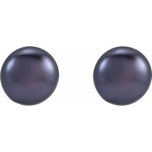 Sterling Silver Pearl Shape 3.5-4 Mm Freshwater Cultured Black Pearl Earrings
