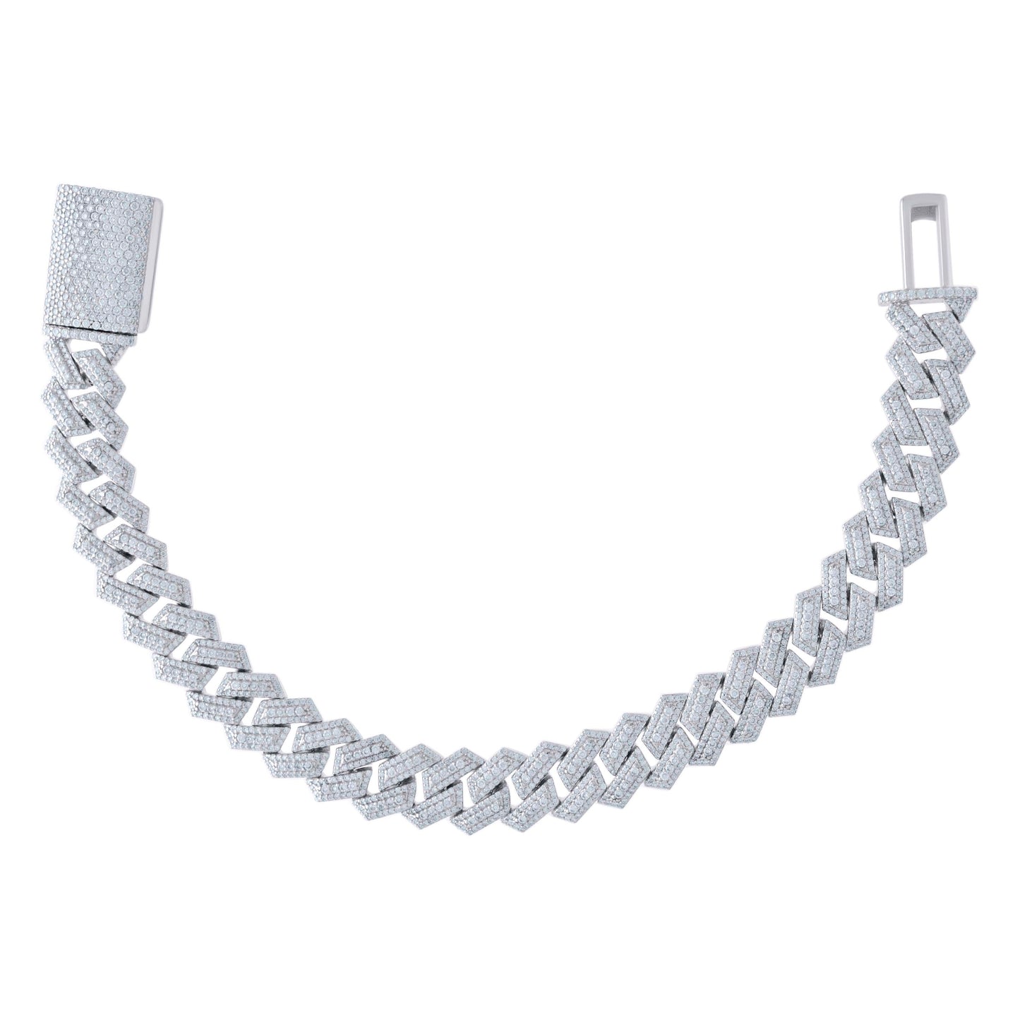 Sterling Silver Moissanite Miami Cuban Chain