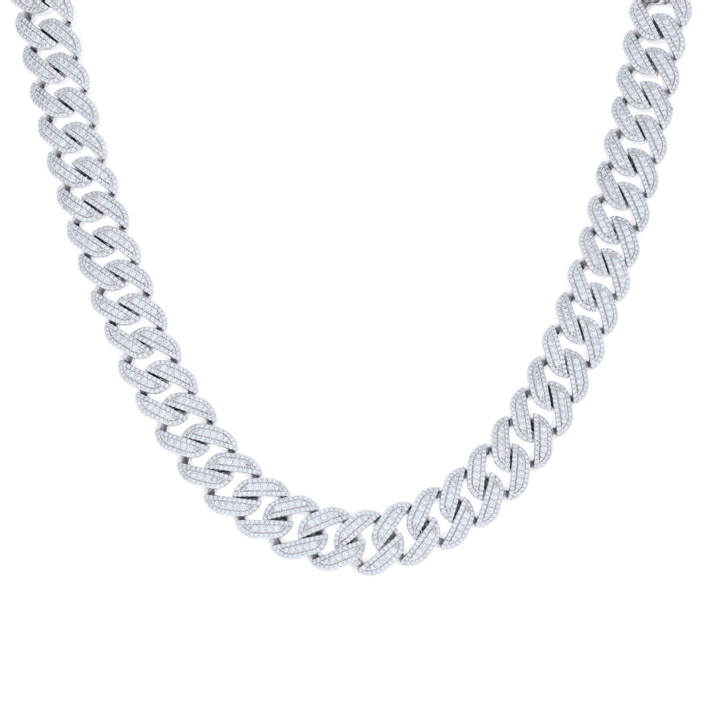 Sterling Silver Moissanite Miami Cuban Chain