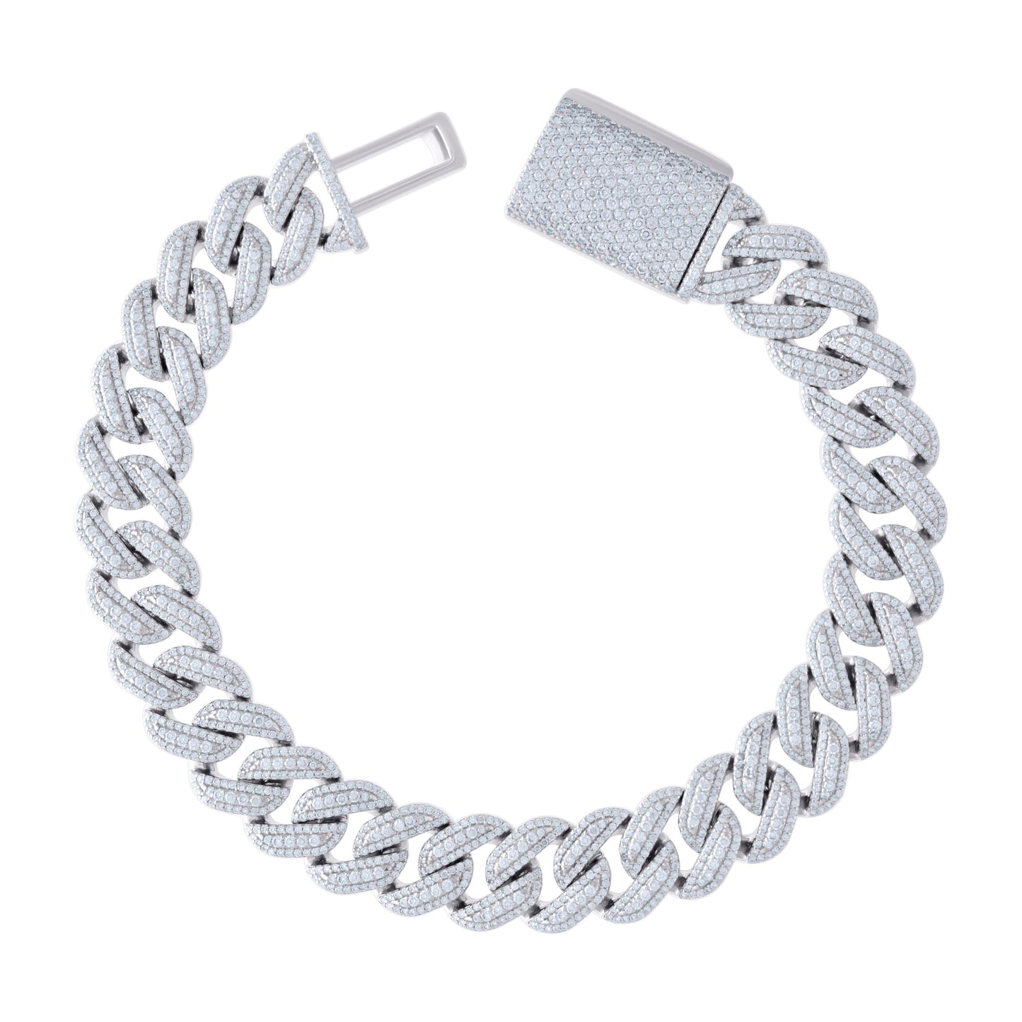 Sterling Silver Moissanite Miami Cuban Chain