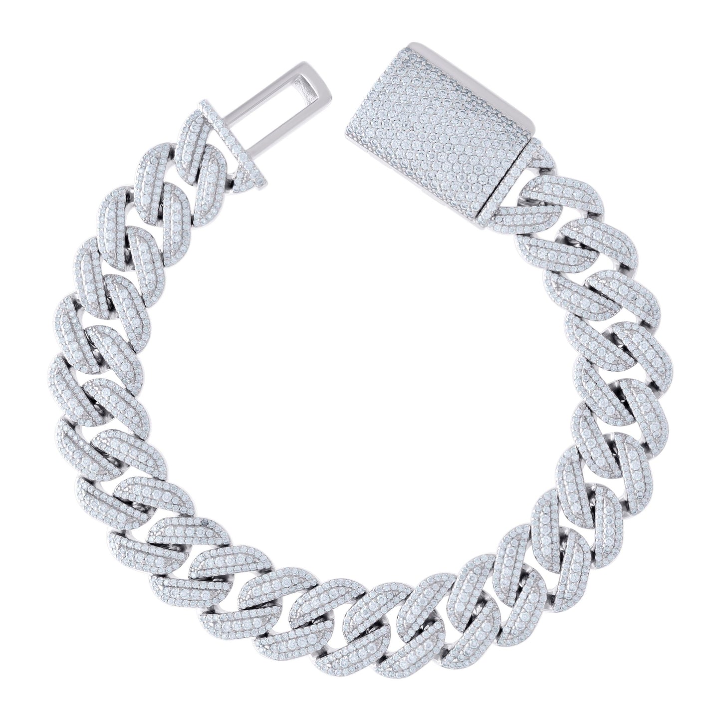 Sterling Silver Moissanite Miami Cuban Chain
