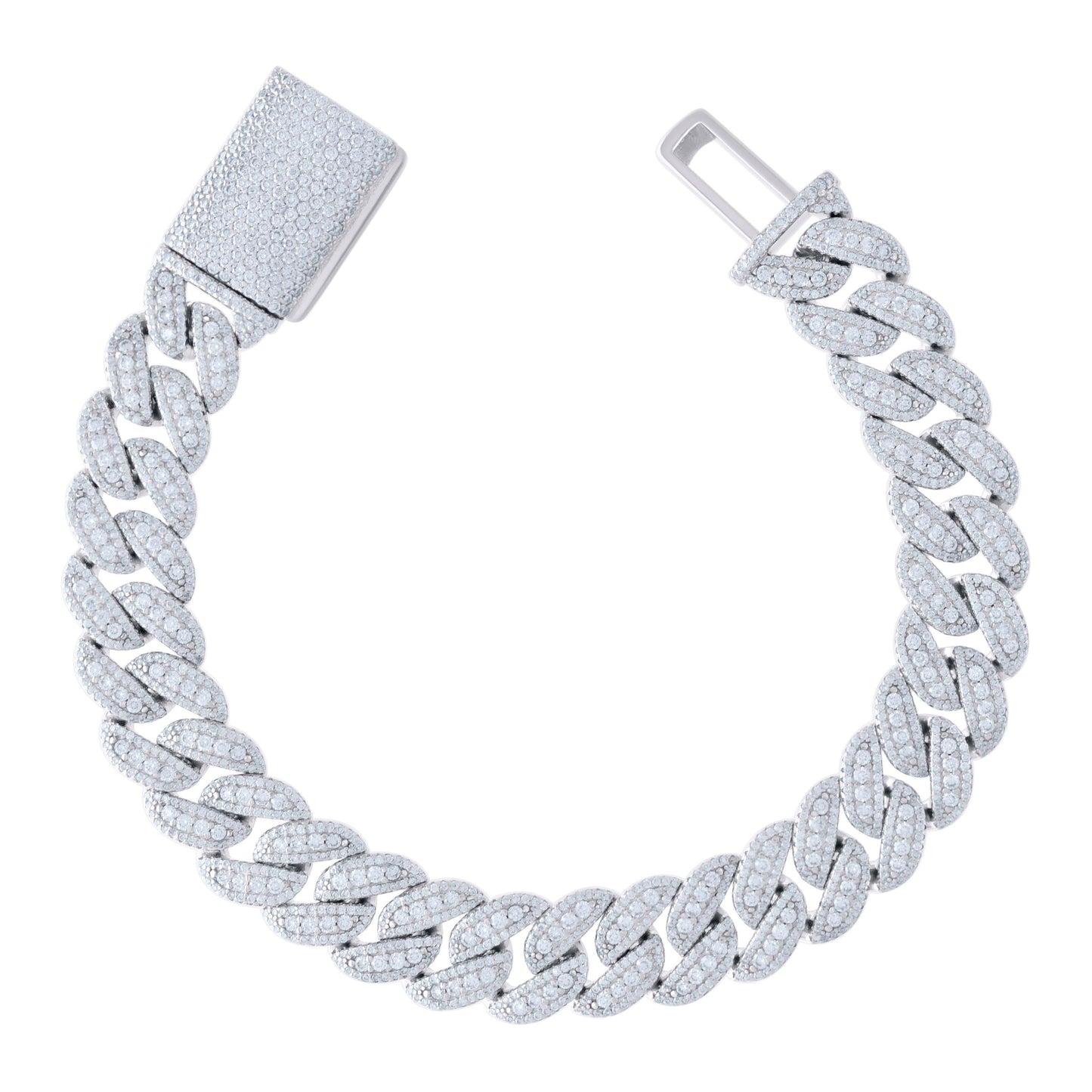 Sterling Silver Moissanite Miami Cuban Chain