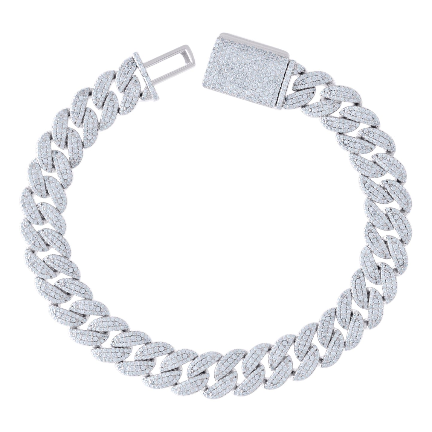 Sterling Silver Moissanite Miami Cuban Chain