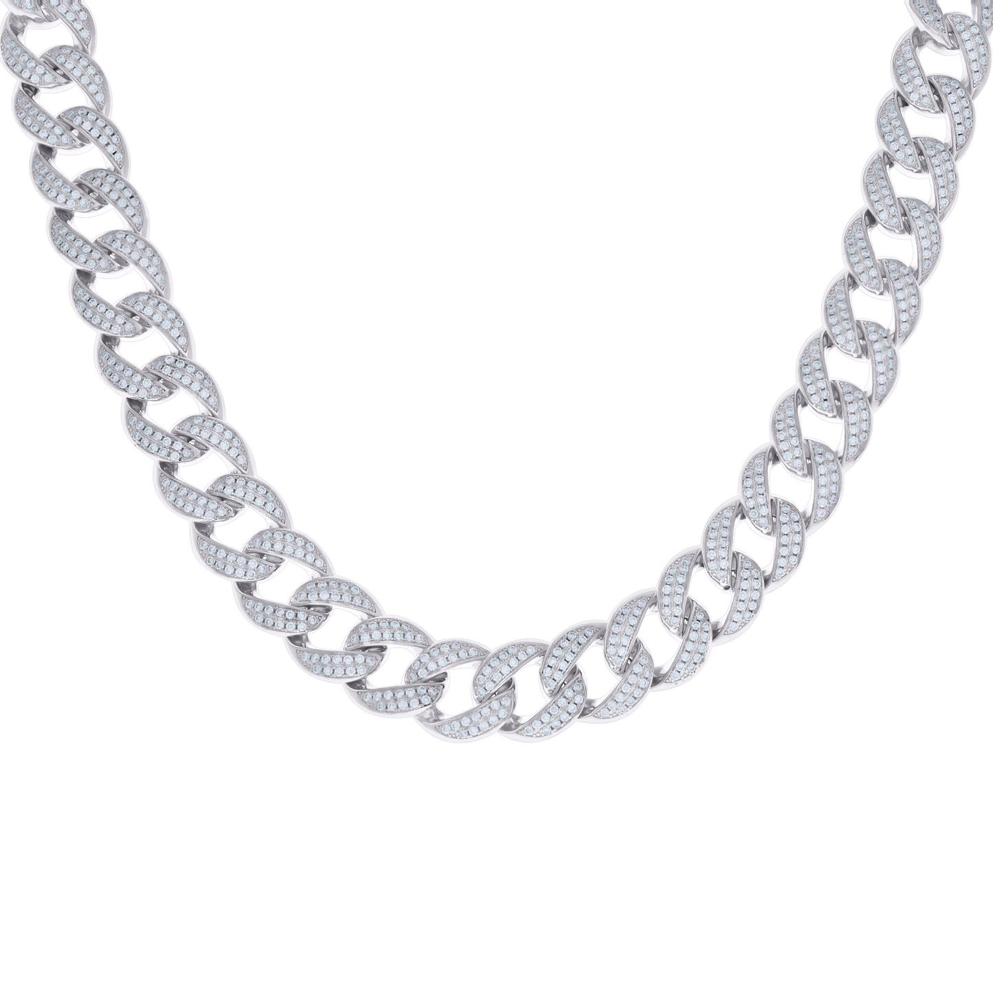 Sterling Silver Moissanite Miami Cuban Chain 14mm