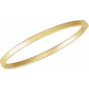 14K Yellow Gold 4 Mm 7 In Polished Flat Tube Hinged Bangle