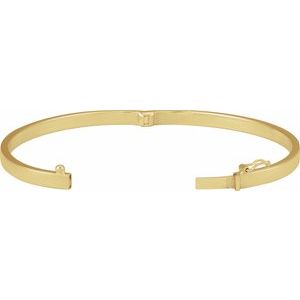 14K Yellow Gold 4 Mm 7 In Polished Flat Tube Hinged Bangle