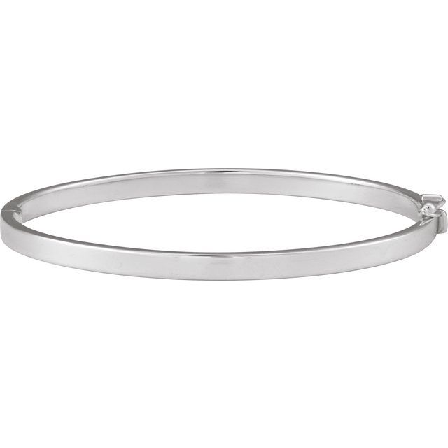 Sterling Silver 4 Mm 7 In Polished Flat Tube Hinged Bangle