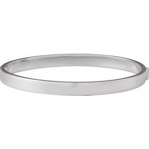 Sterling Silver 6 Mm 7 In Polished Flat Tube Hinged Bangle