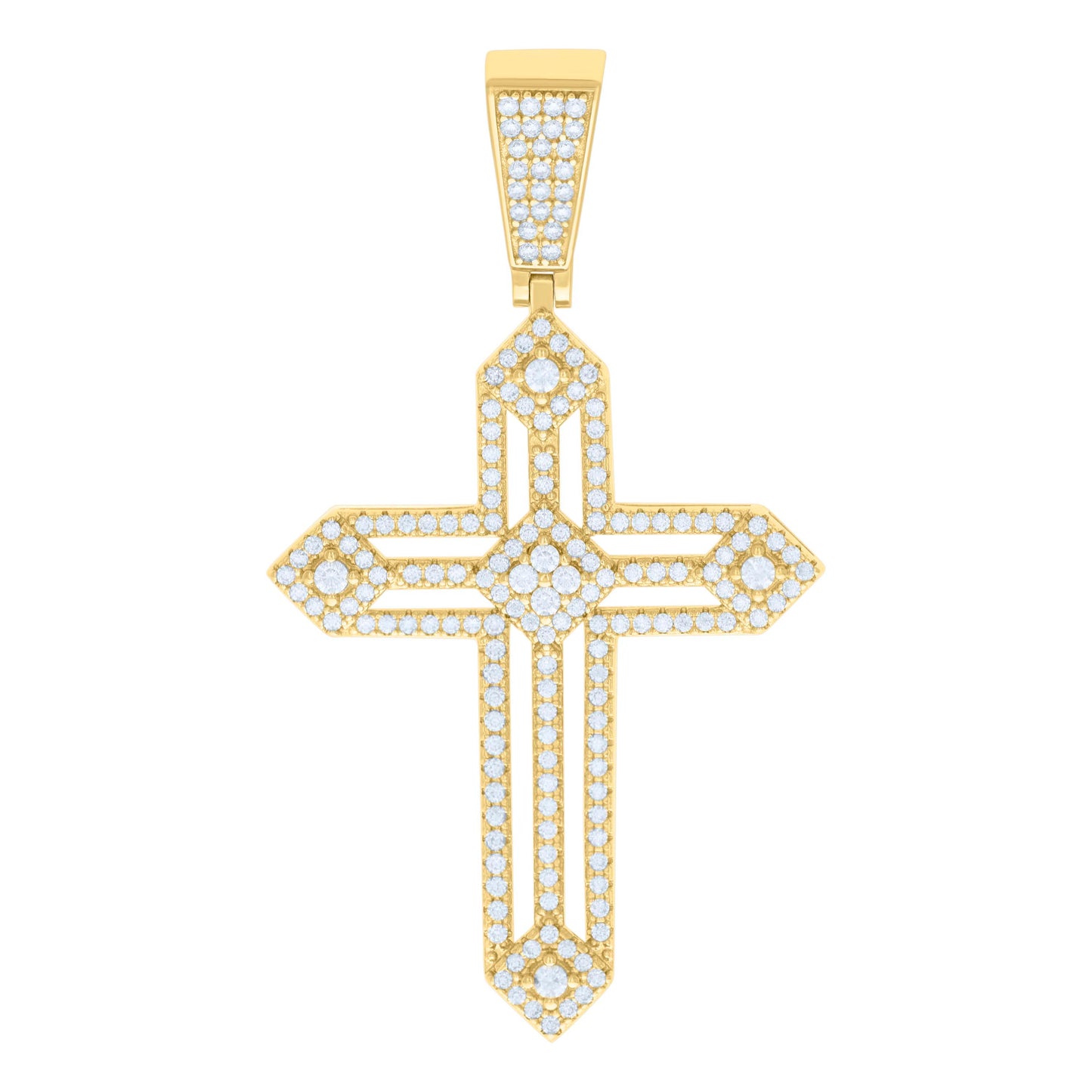Sterling Silver Mens 1.51ct Moissanite Cross Religious Charm Pendant