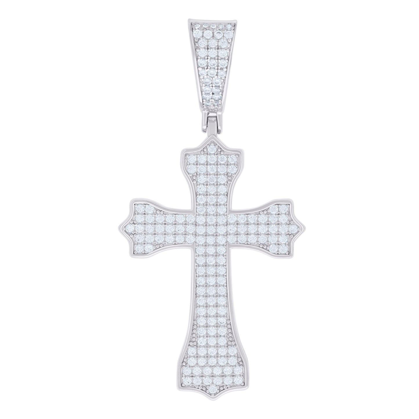Sterling Silver Mens 1.31ct Moissanite Cross Religious Charm Pendant