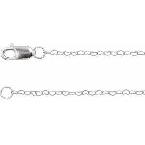 14K White Gold Flat Heart Chain, Length: 7 In, Width: .8 Mm
