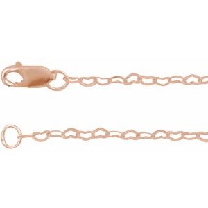 14K Yellow Or White Or Rose Gold Or Sterling Silver 1.9 Mm Lobster Clasp Flat Heart Chain