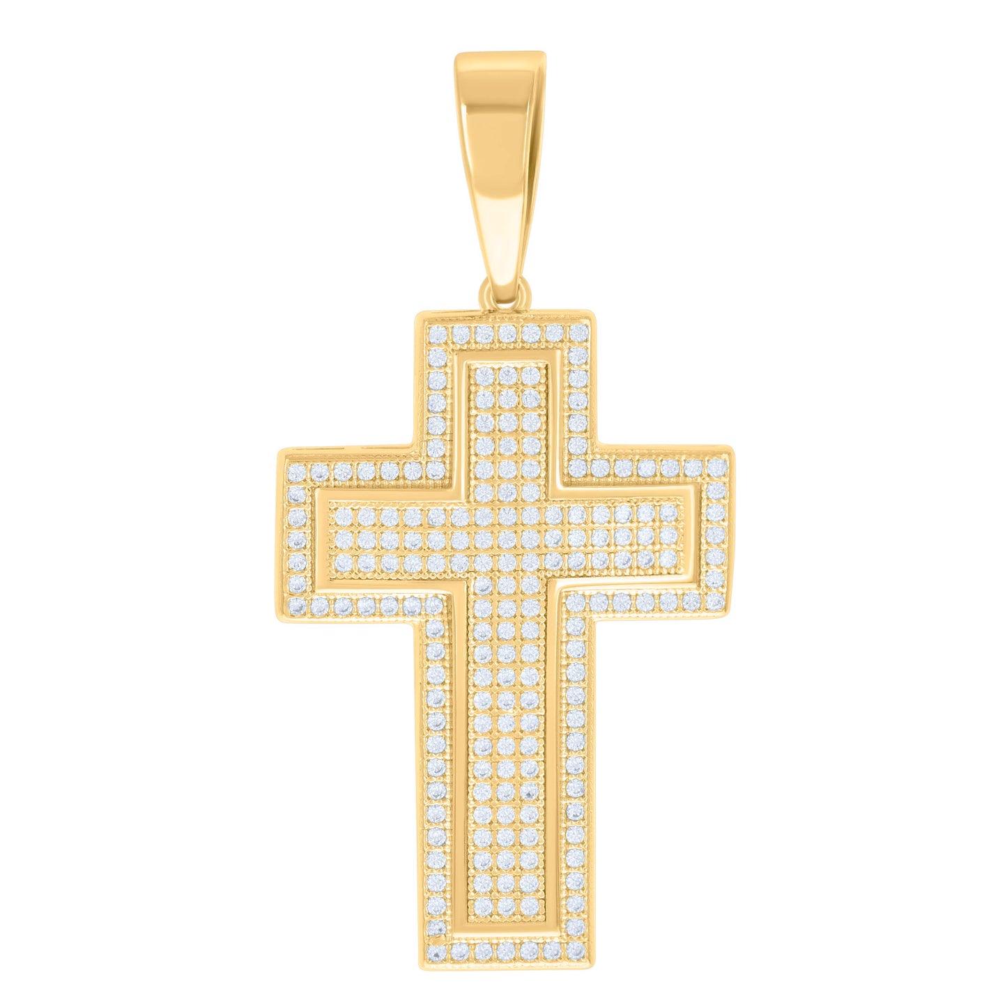 Sterling Silver Mens 1.04ct Moissanite Cross Religious Charm Pendant