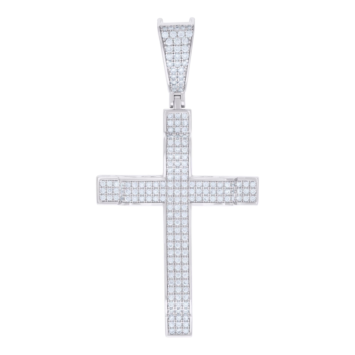 Sterling Silver Mens 1.03ct Moissanite Cross Religious Charm Pendant