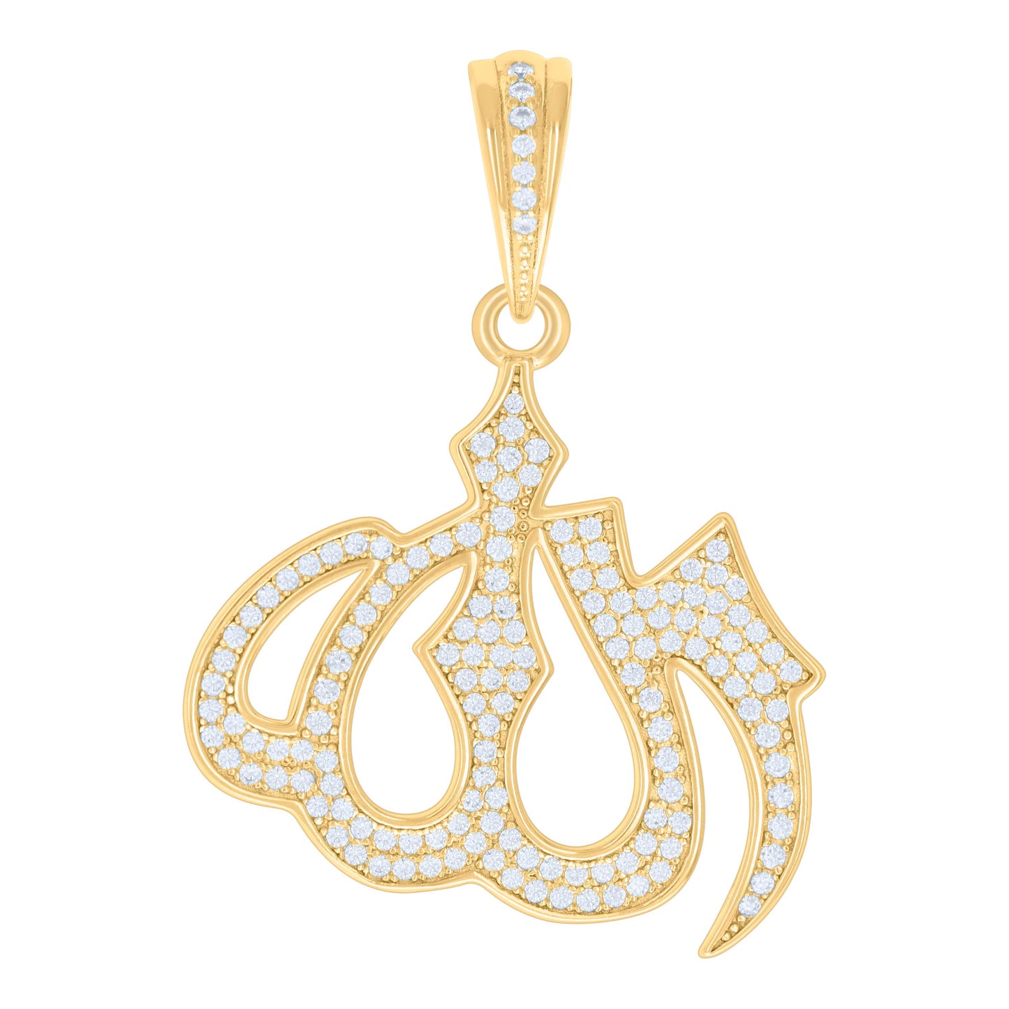 Sterling Silver Mens 0.82ct Moissanite ALLAH Symbol Religious Charm Pendant