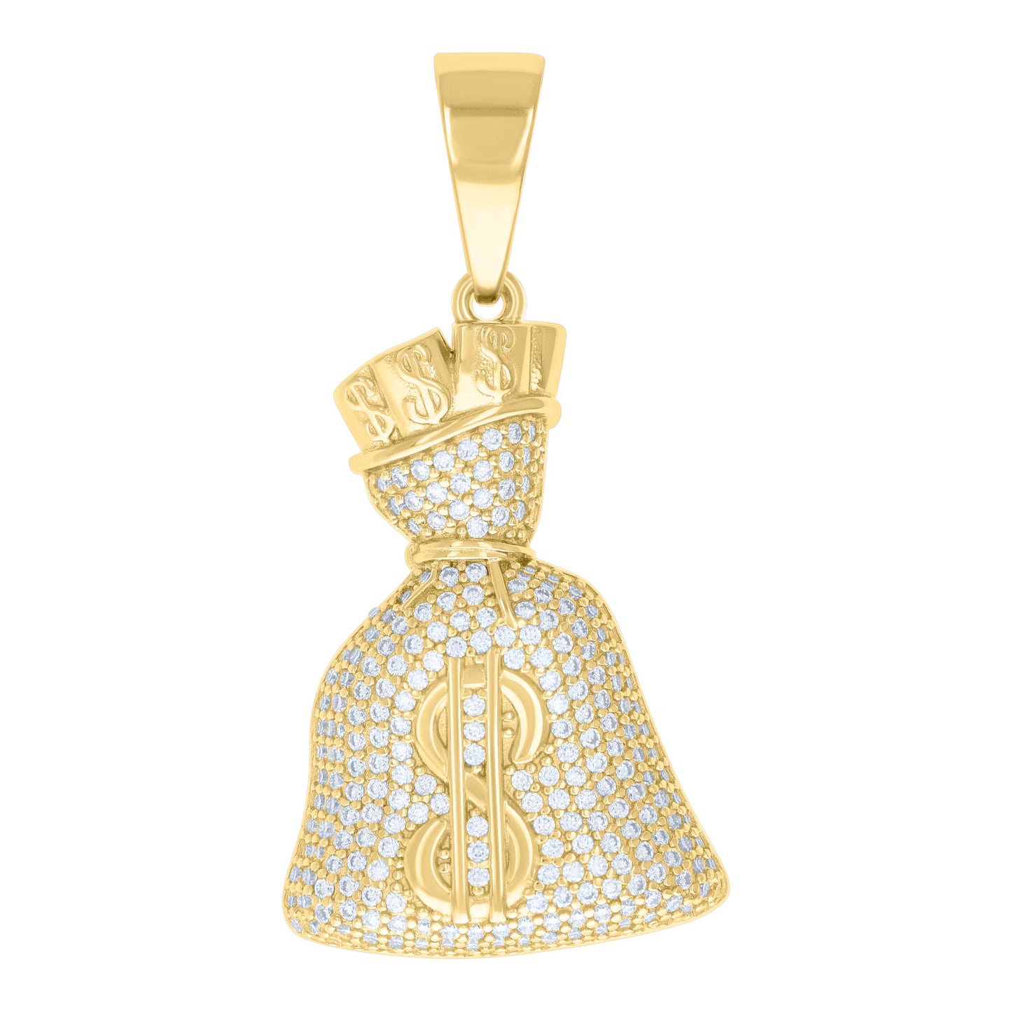 Sterling Silver Mens 1.68ct Moissanite Money Bag Currency Fashion Charm Pendant