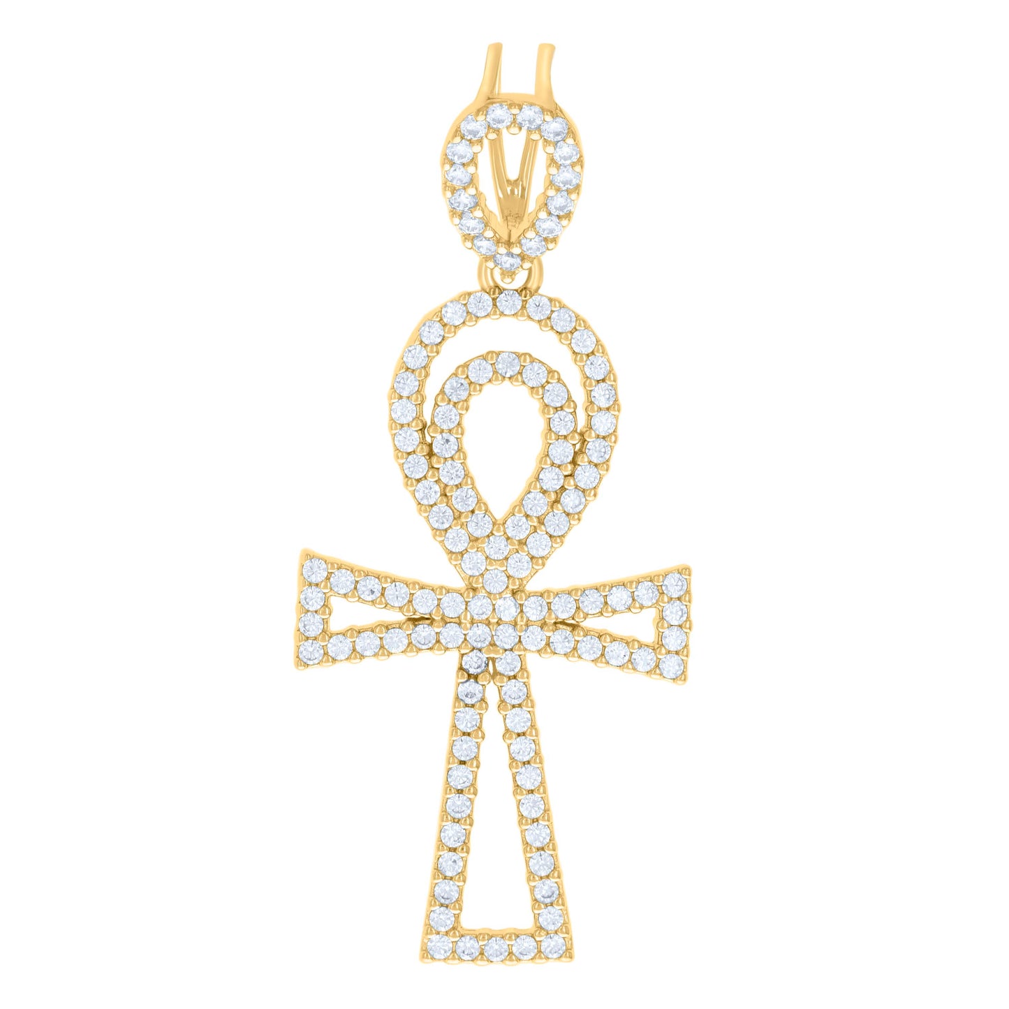 Sterling Silver Mens 1.48ct Moissanite Egyptian Ankh Cross Religious Charm Pendant