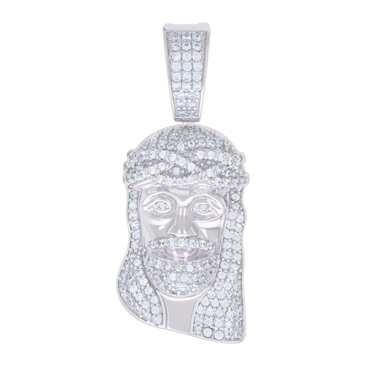 Sterling Silver Mens 0.77ct Moissanite Jesus Religious Charm Pendant