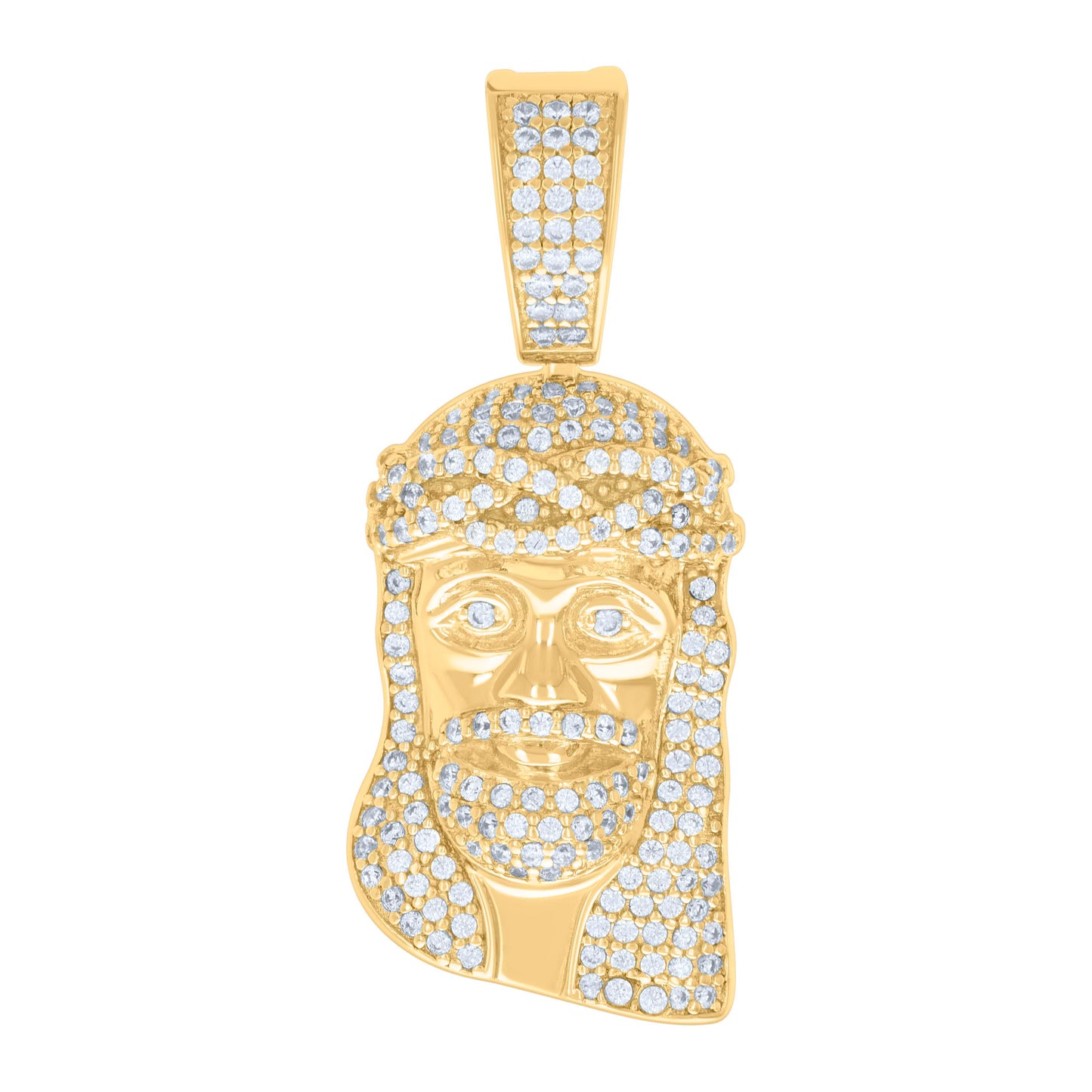 Sterling Silver Mens 0.77ct Moissanite Jesus Religious Charm Pendant