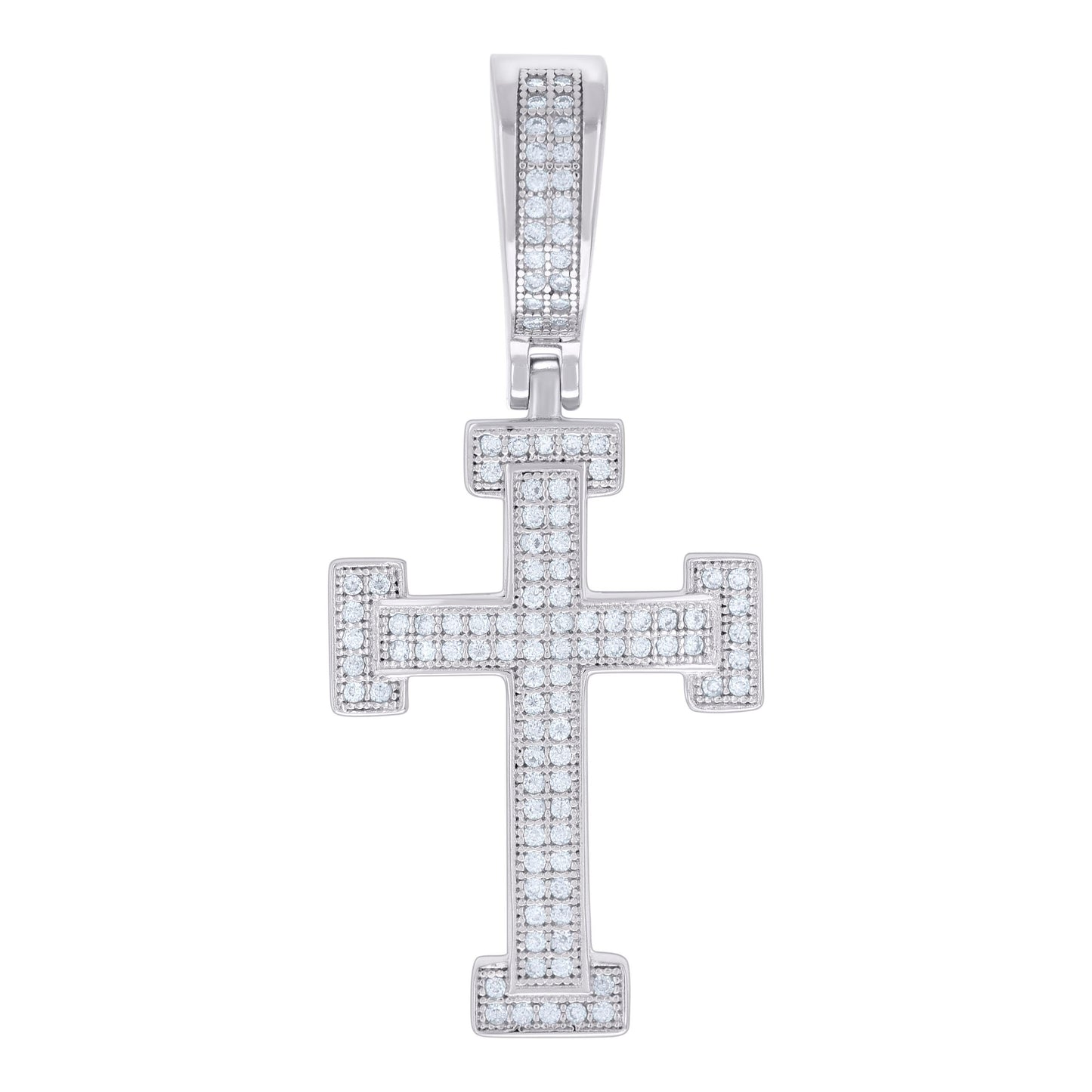 Sterling Silver Men Moissanite Cross Religious Charm Pendant
