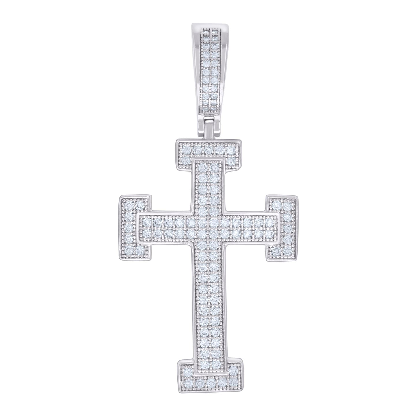 Sterling Silver Men Moissanite Cross Religious Charm Pendant