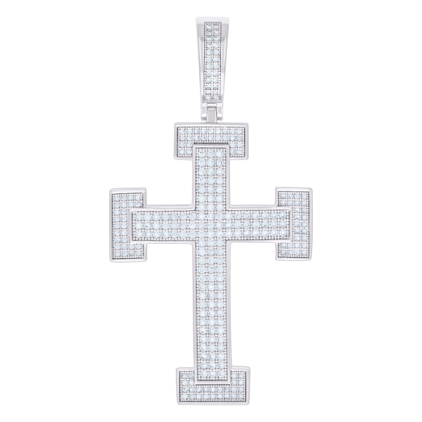 Sterling Silver Men Moissanite Cross Religious Charm Pendant