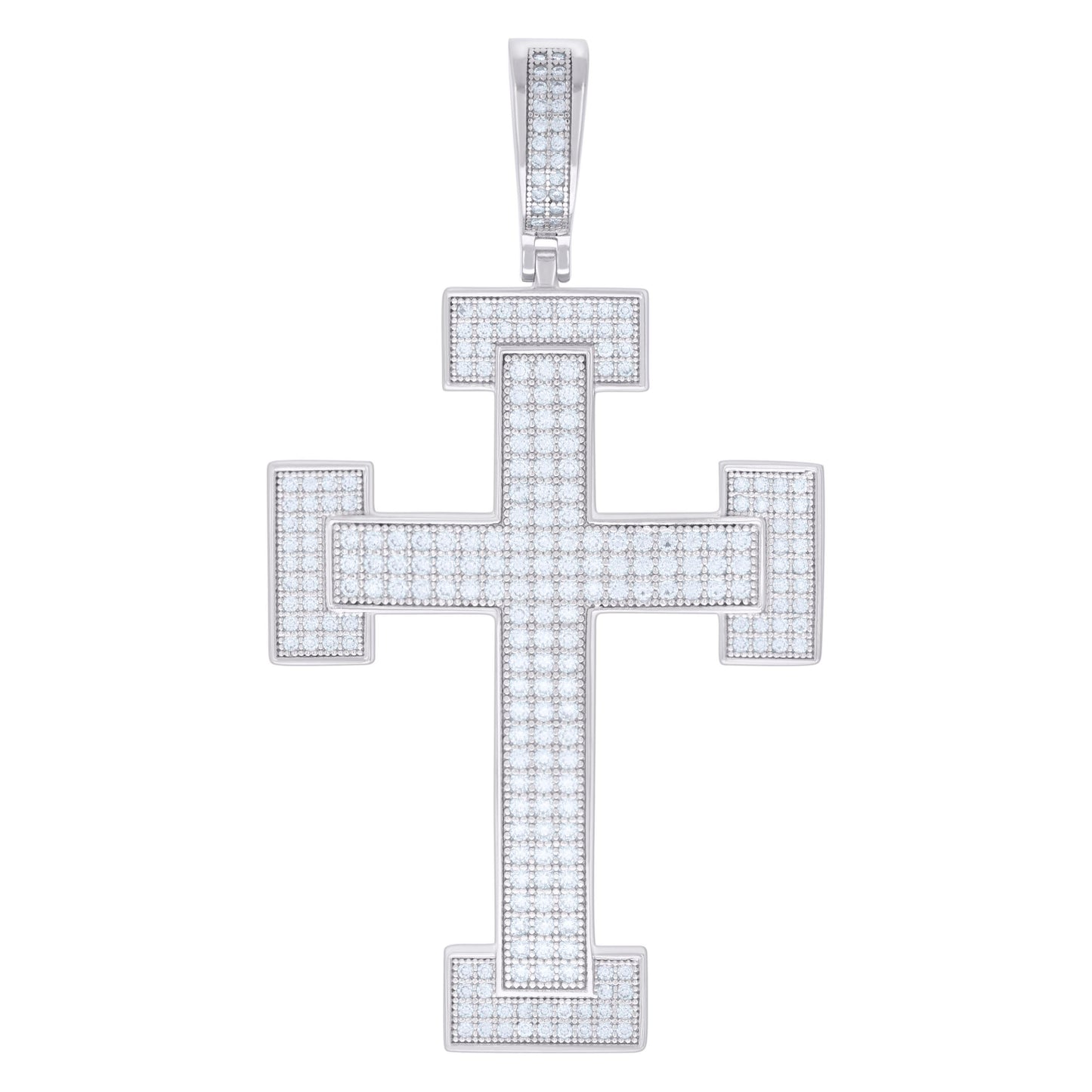 Sterling Silver Men Moissanite Cross Religious Charm Pendant