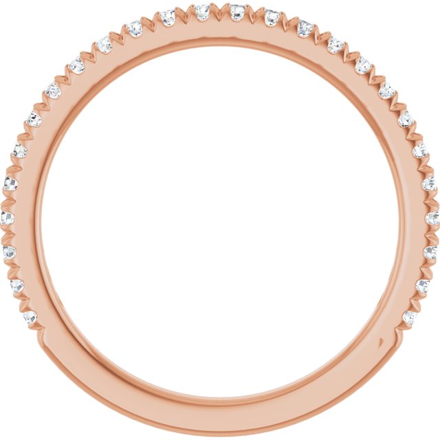 14K White Or Rose Gold Or Platinum Round Polished Natural Diamond French-Set Anniversary Band, Size: 7