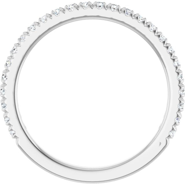 14K White Or Rose Gold Or Platinum Round Polished Natural Diamond French-Set Anniversary Band, Size: 7