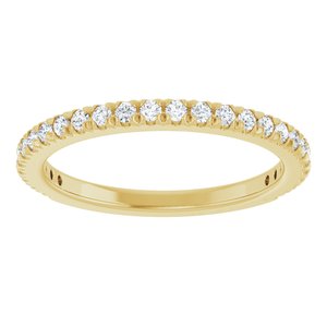 14K Yellow Gold Round 1.5 Mm Polished 1/3 Ctw Lab-Grown Diamond French-Set Anniversary Band Size 7