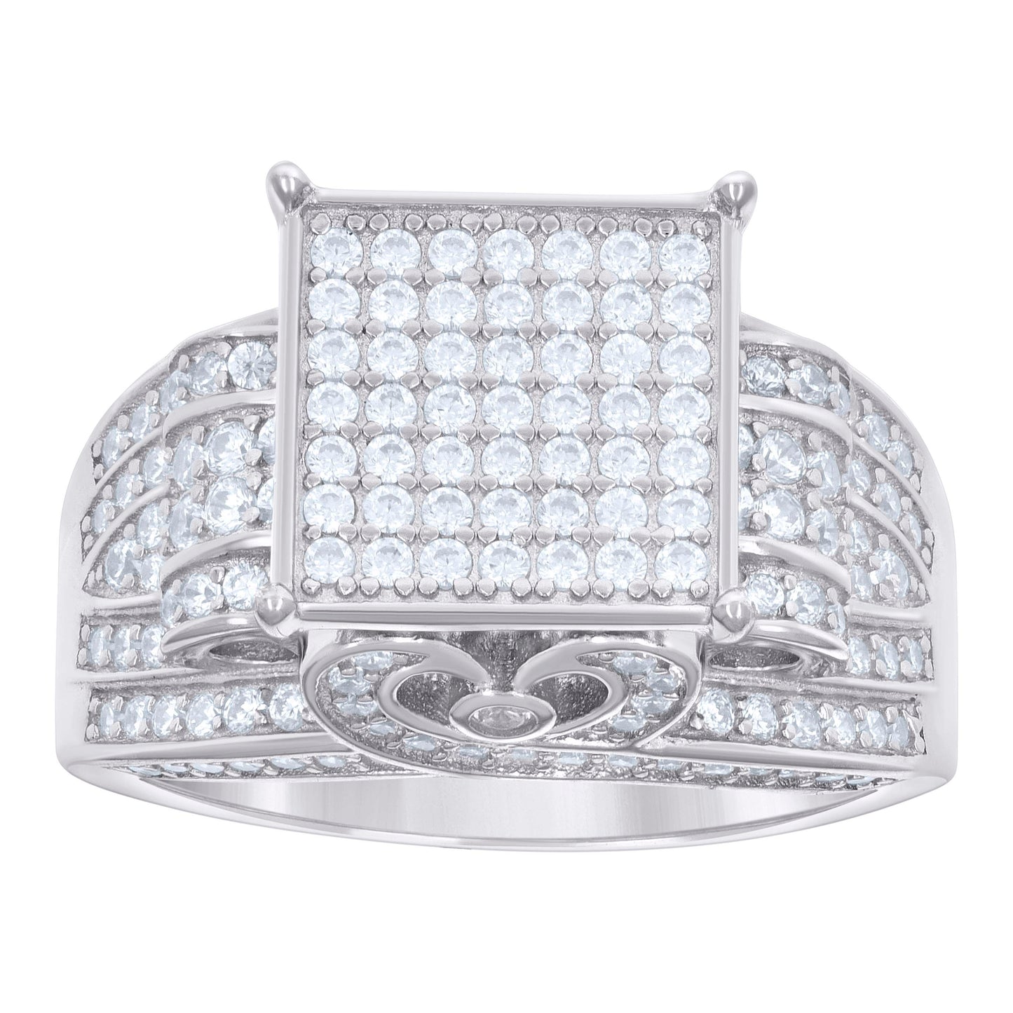 Sterling Silver Mens Moissanite Square Head Fashion Bridal Anniversary Wedding Engagement Band Ring