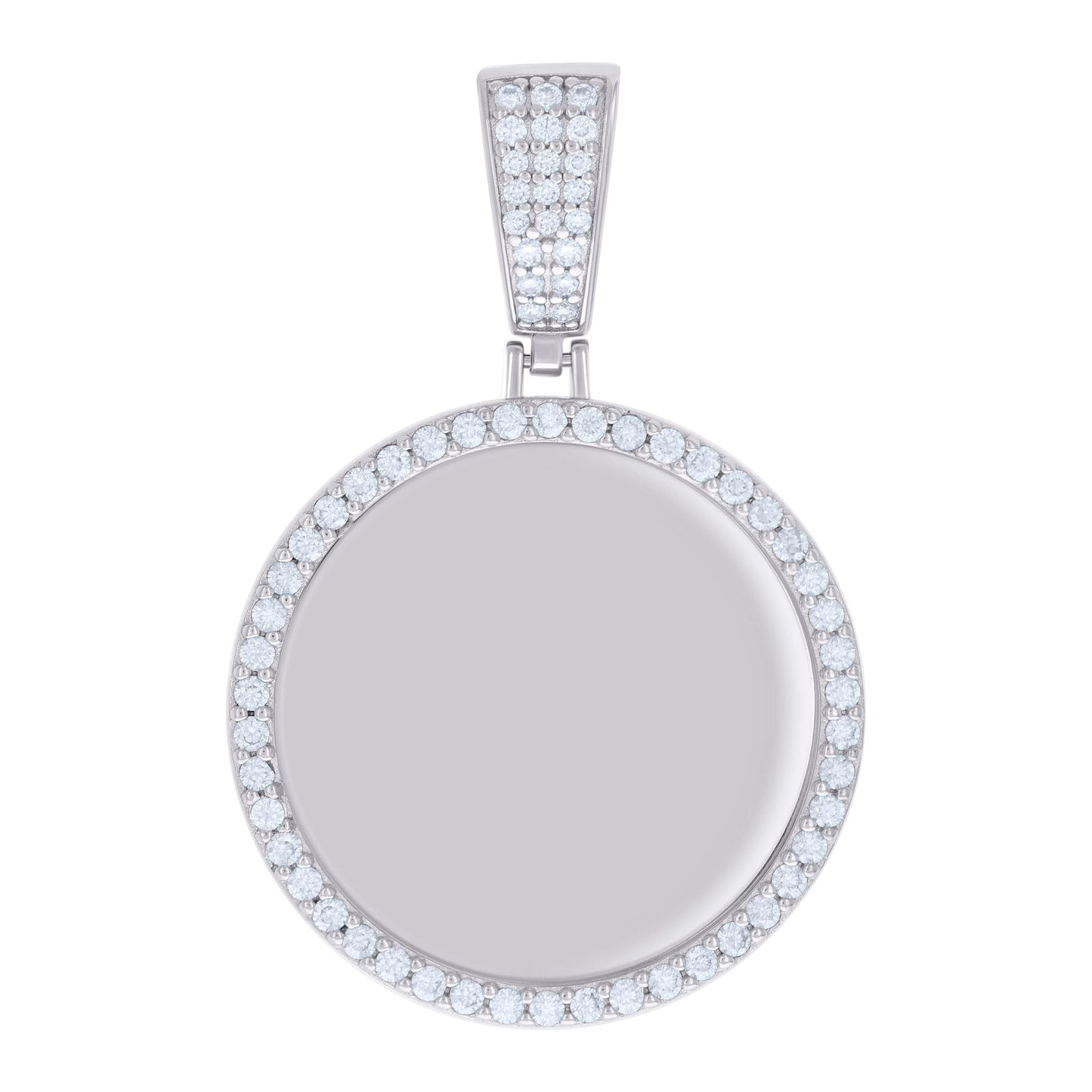Sterling Silver Mens 1.20ct Moissanite Circle Picture Frame Pendant