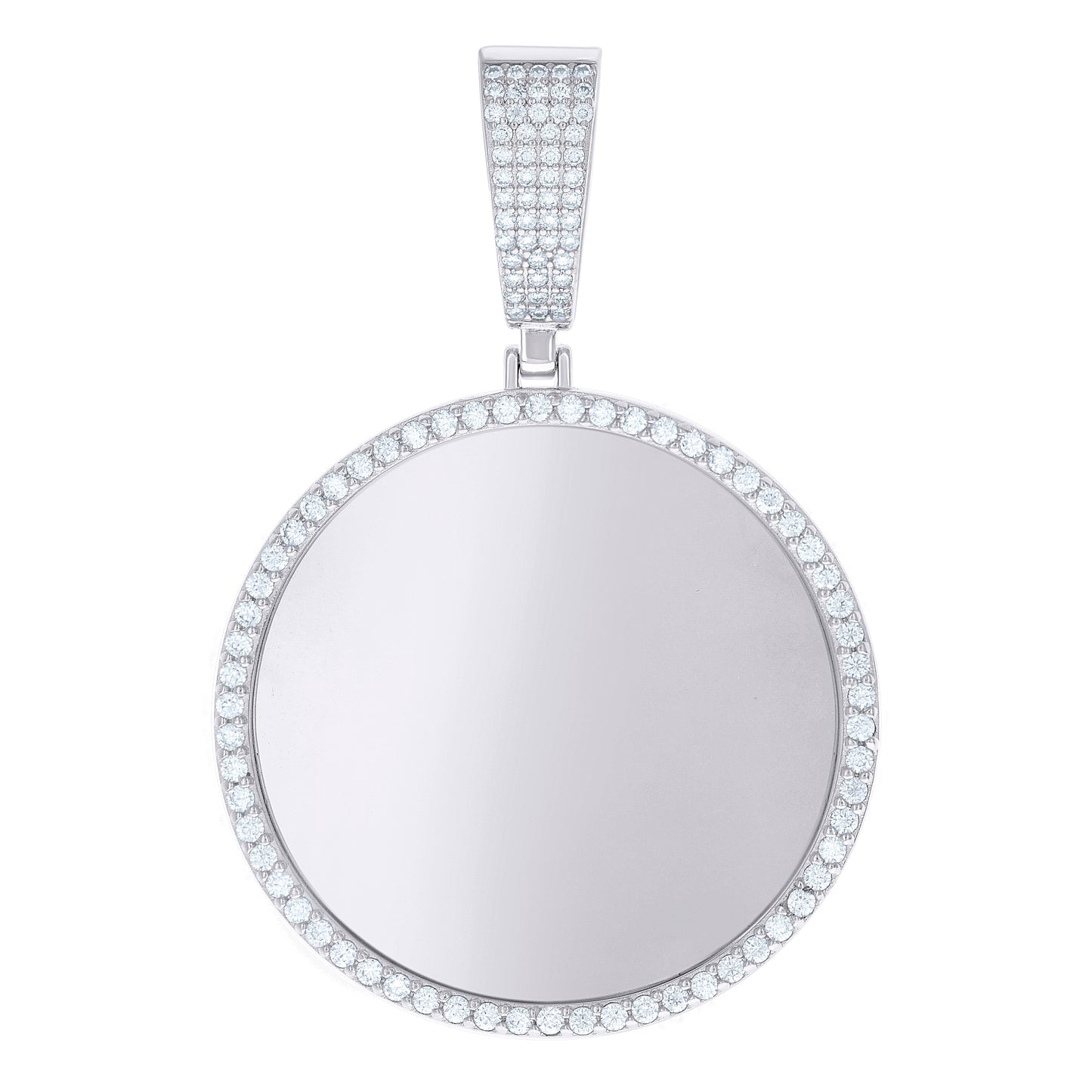 Sterling Silver Mens 1.55ct Moissanite Picture Frame Charm Pendant