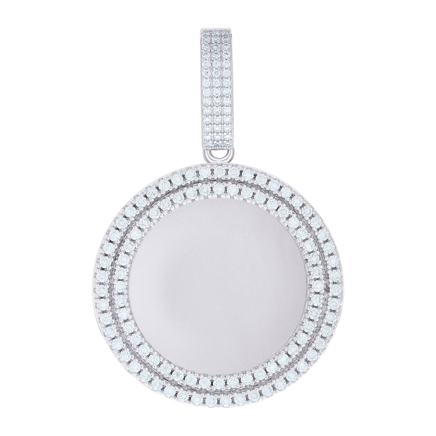 Sterling Silver Mens 1.72ct Moissanite Picture Frame Charm Pendant