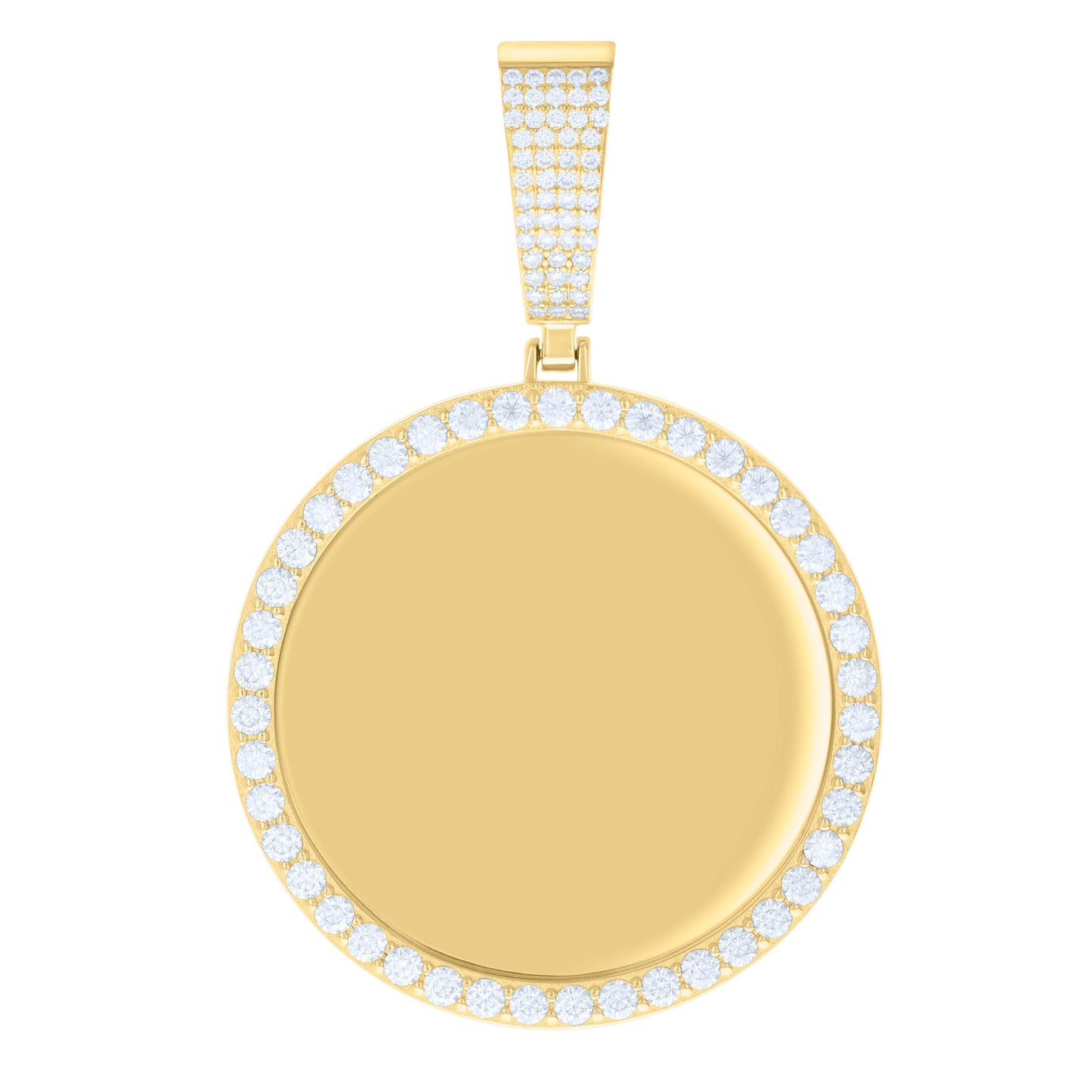 Sterling Silver Mens 3.04ct Moissanite Circle Picture Frame Pendant