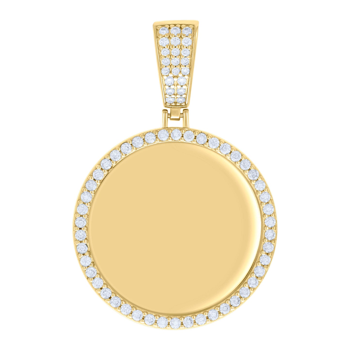 Sterling Silver Mens 1.20ct Moissanite Circle Picture Frame Pendant