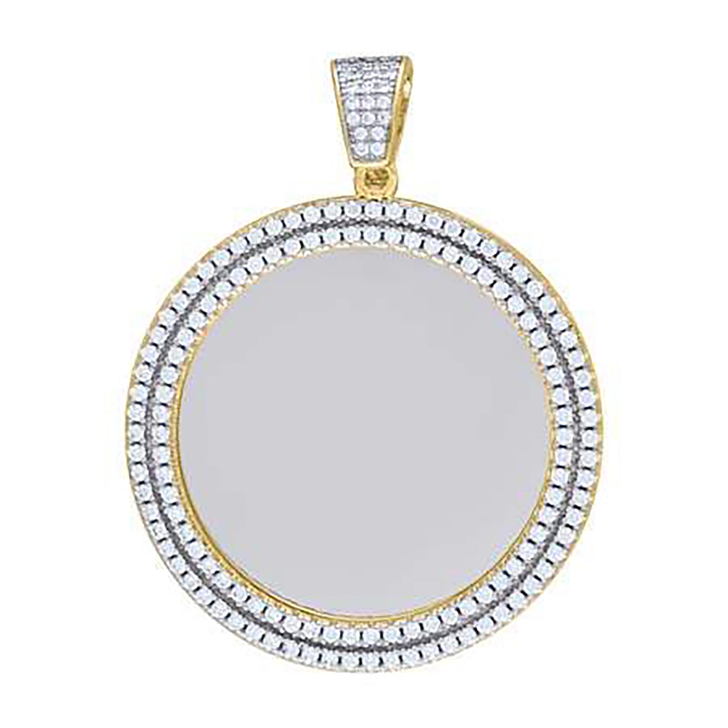 Sterling Silver Unisex 2.45ct Moissanite Memory Circle Photo Frame Pendant