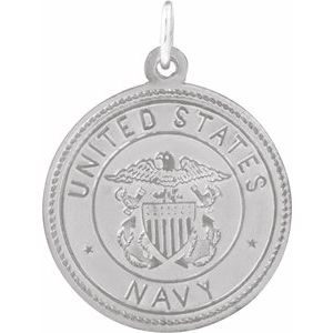 Sterling Silver 18 Mm Polished St. Christopher/Us Navy Medal