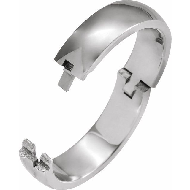 14K White Gold 6 Mm 2.25 Mm Polished Cliq Hinged Adjustable Standard-Fit Band, Size 7