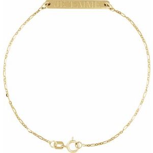 14K Yellow Gold 25 X 3.5 Mm 7 Mm Polished Engravable Bar Bracelet