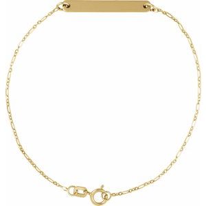 14K Yellow Gold 25 X 3.5 Mm 7 Mm Polished Engravable Bar Bracelet
