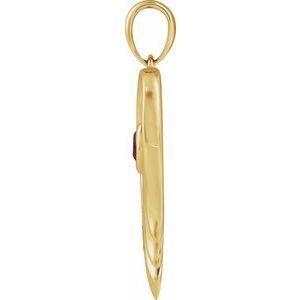 14K Yellow Gold Round 3 Mm Lab-Grown Ruby Heart Pendant With Engraving I'll Hold You In My Heart