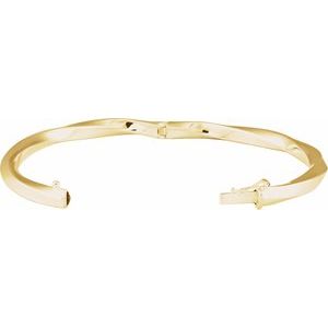 14K Yellow Gold 4 Mm 7 In Polished Twisted Hinged Bangle Bracelet